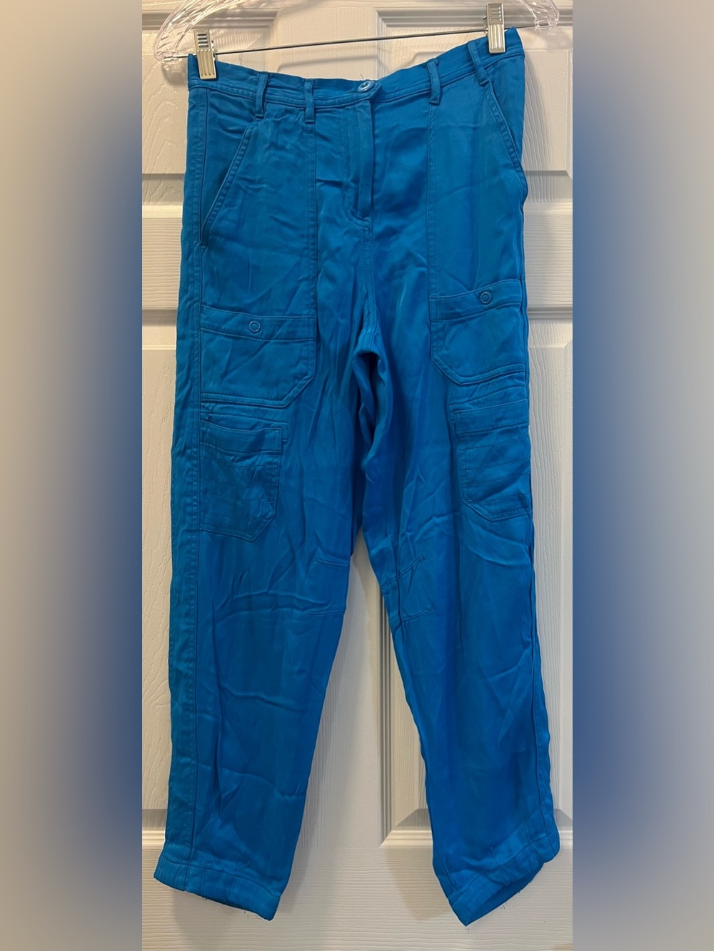 Maeve Silky Blue Cargo Pants, size 2.